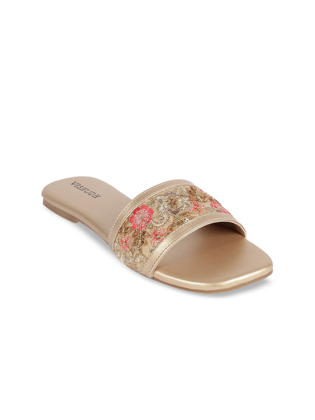 

Vishudh Women Gold-Toned Open Toe Flats