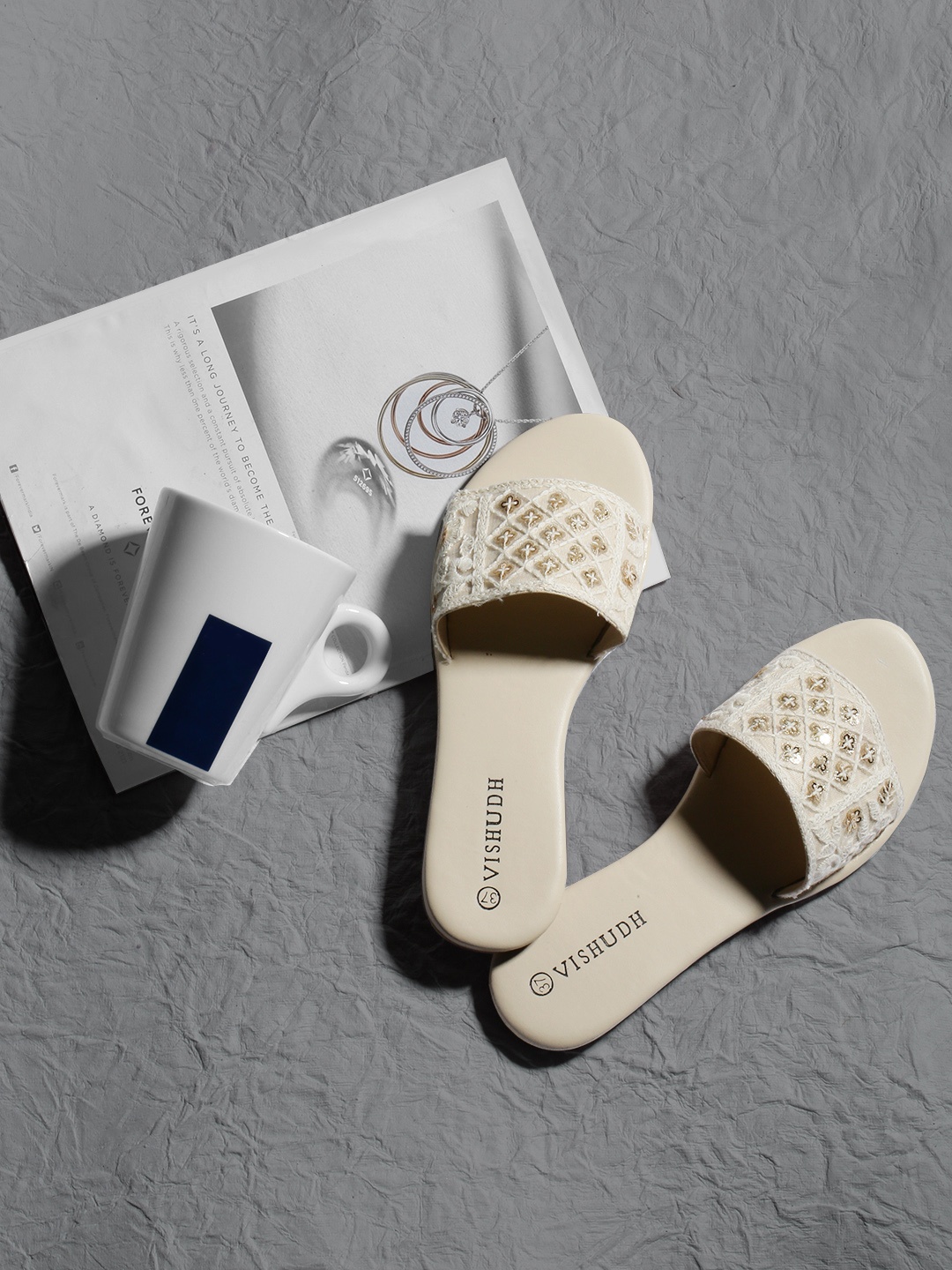 

Vishudh Women Off White Open Toe Flats