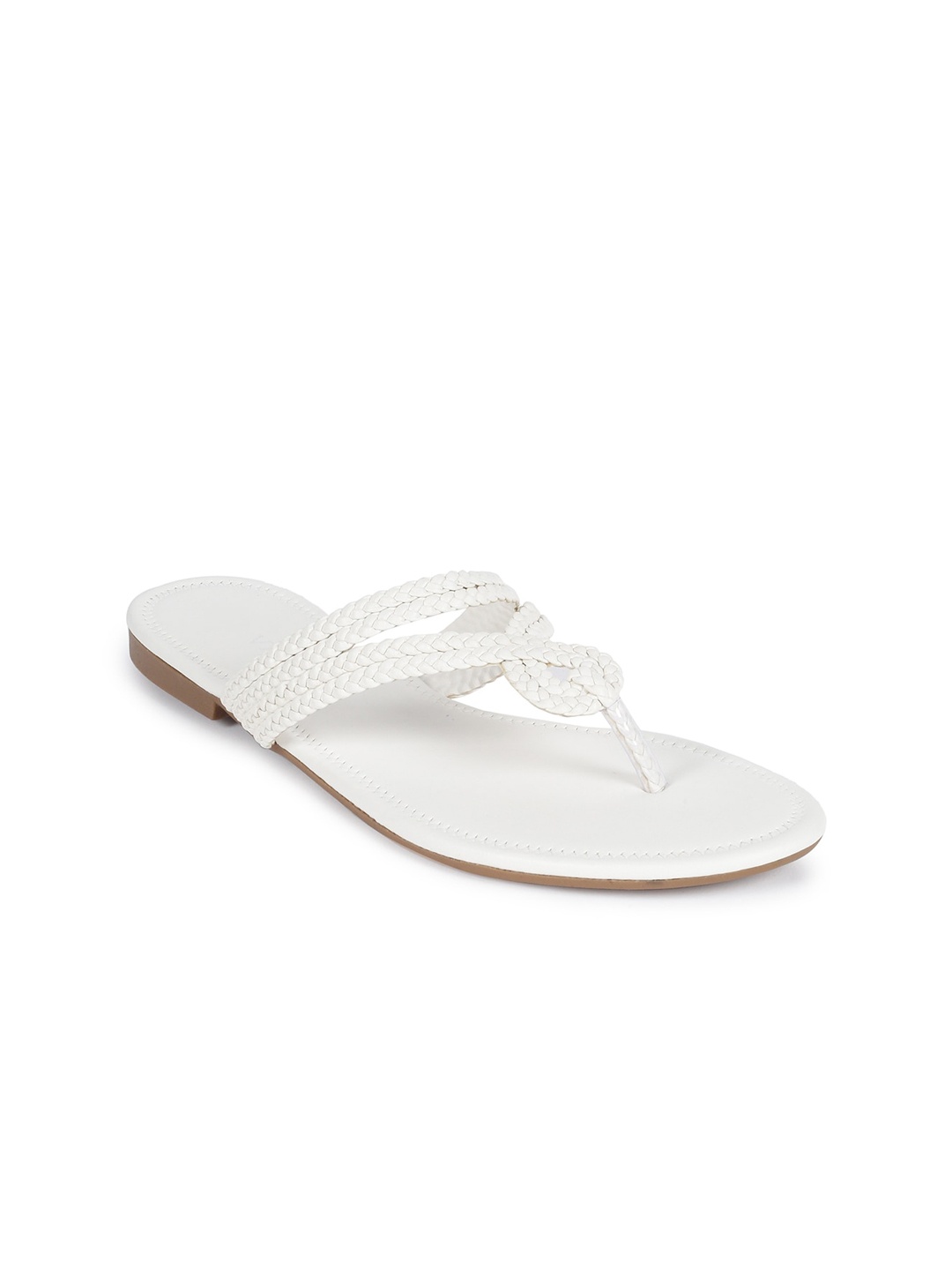 

Vishudh Women White Braided Open Toe Flats
