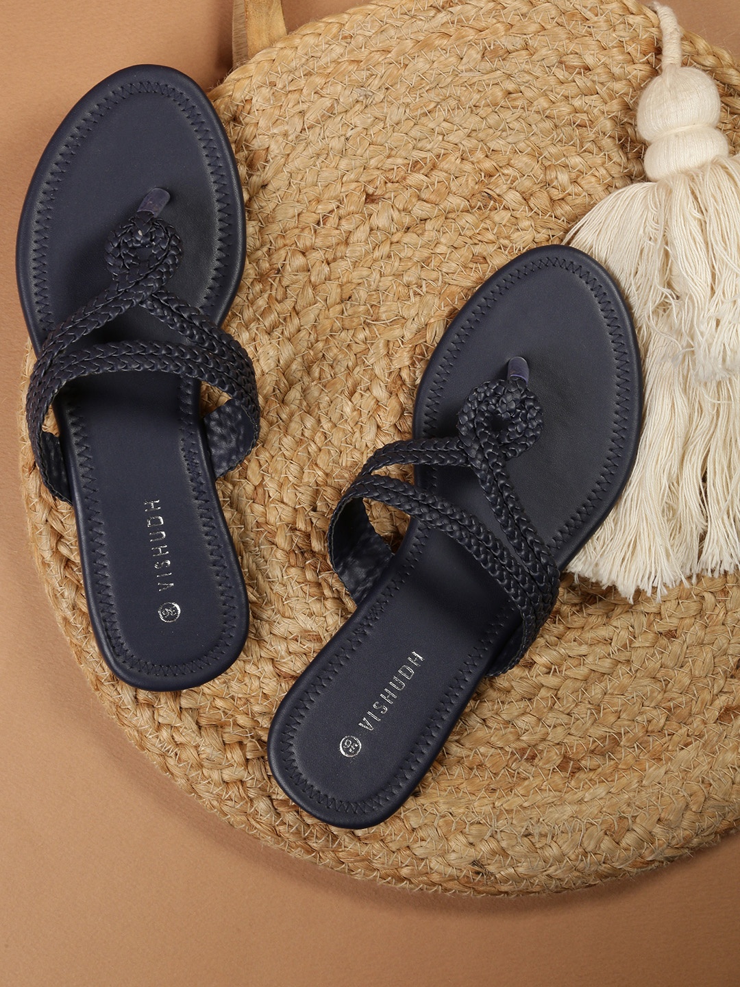 

Vishudh Women Navy Blue Open Toe Flats