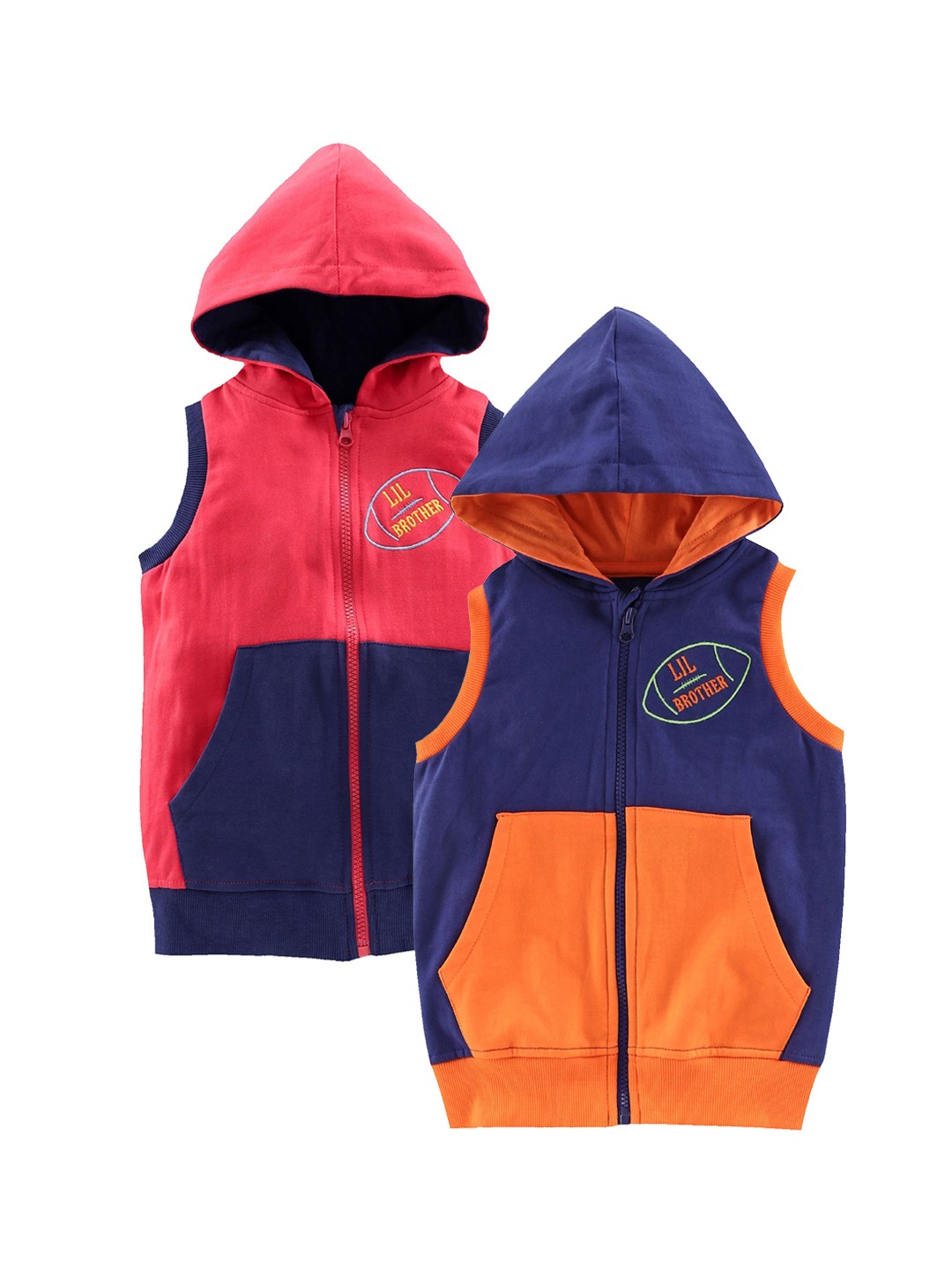 

KiddoPanti Boys Pack of 2 Red & Blue Hooded Sweatshirt