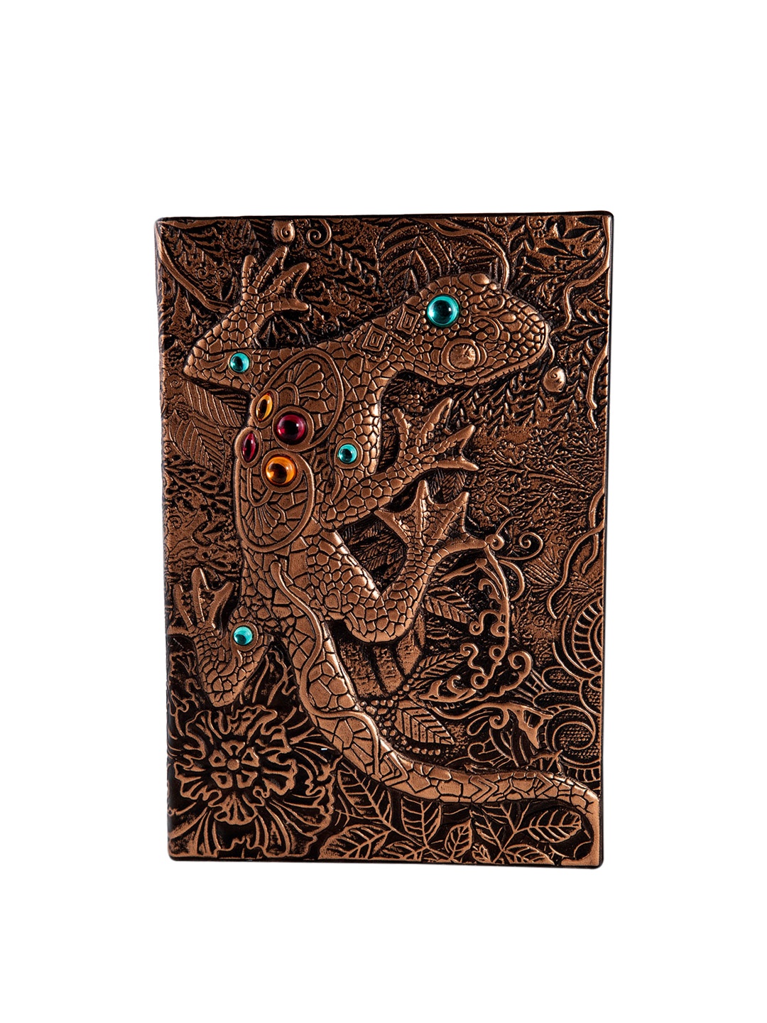 

BANGE Copper-Toned & Blue Textured Lizard Copper Handcrafted Leather Journal Notebook A5