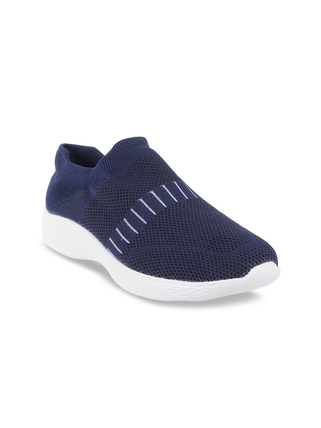 

Mochi Women Blue Woven Design Slip-On Sneakers