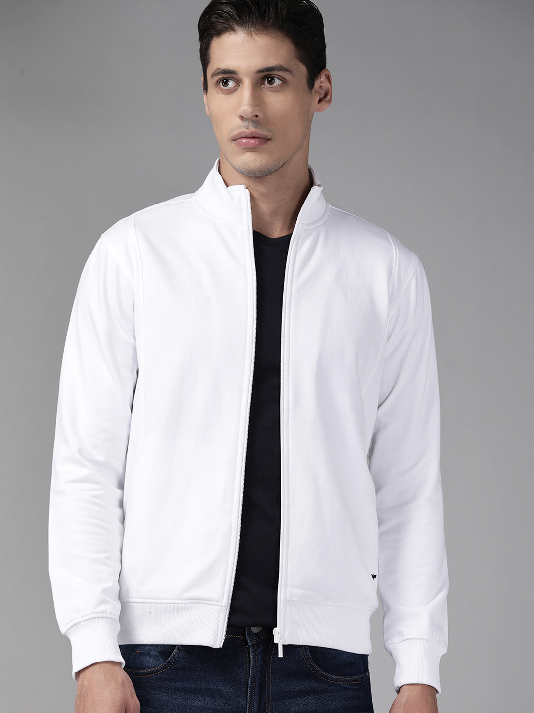 

Park Avenue Men White Slim Fit Solid Sweatshirt