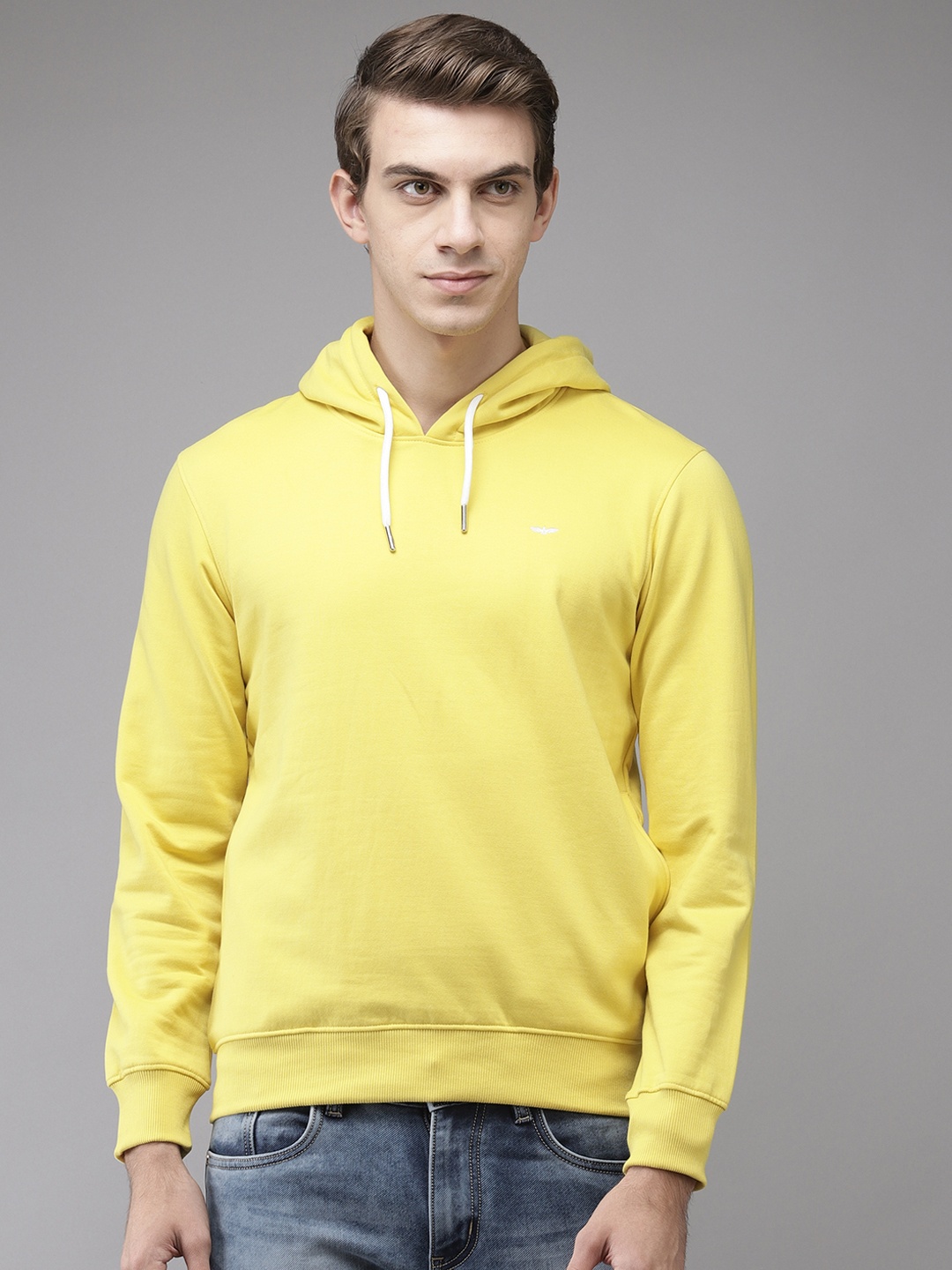

Park Avenue Men Yellow Hooded Sweatshirt