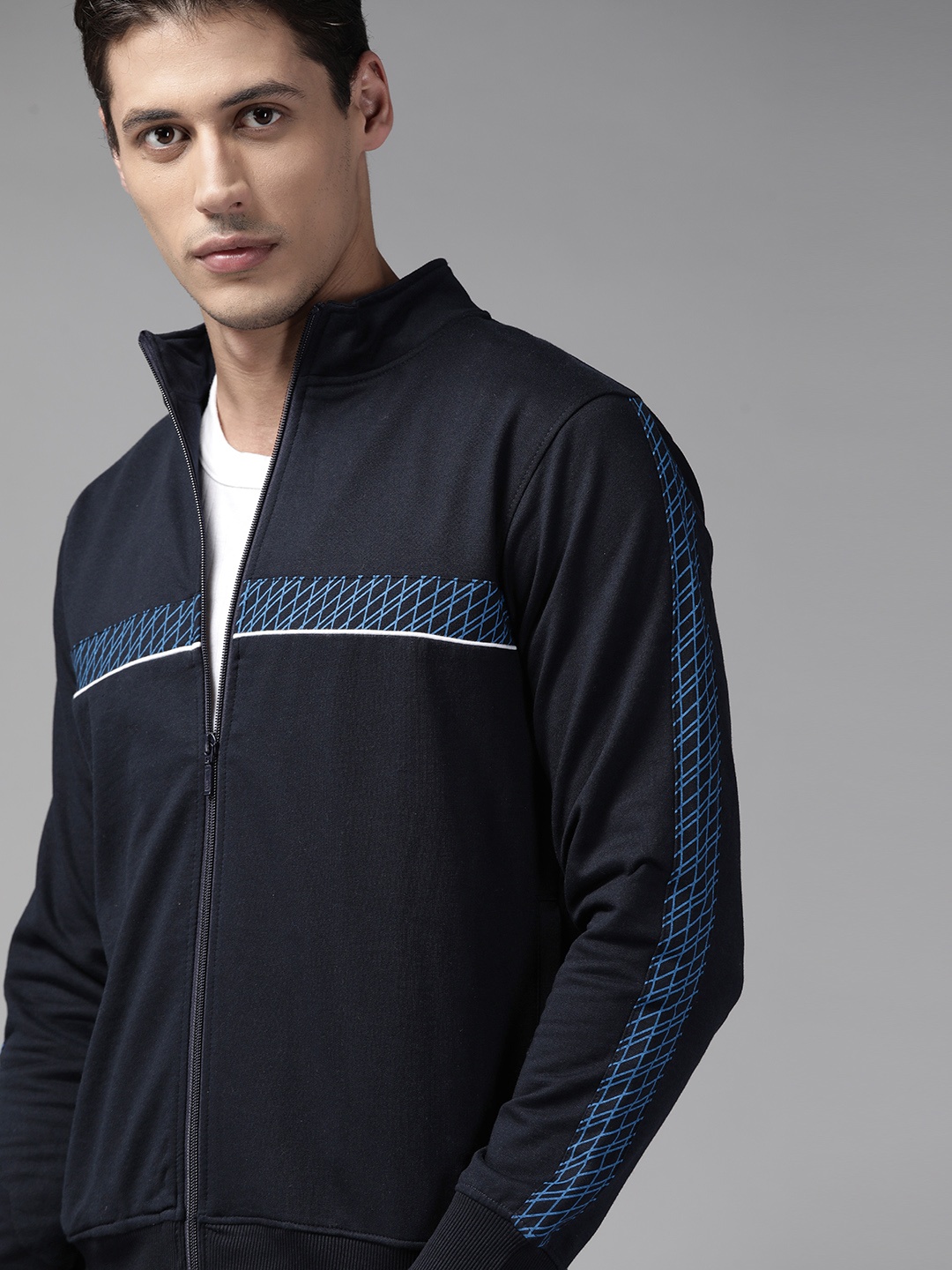 

Park Avenue Men Navy Blue Slim Fit Printed Detail Sweatshirt