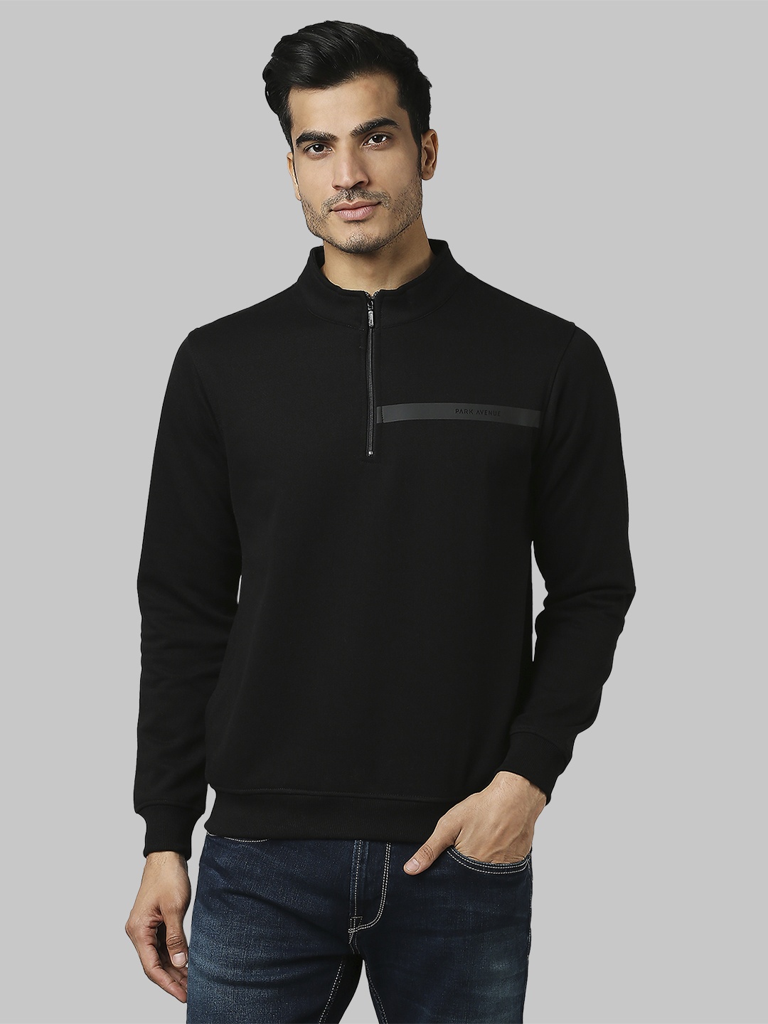 

Park Avenue Mock Collar Slim Fit Half Zipper Pullover Sweatshirt, Black