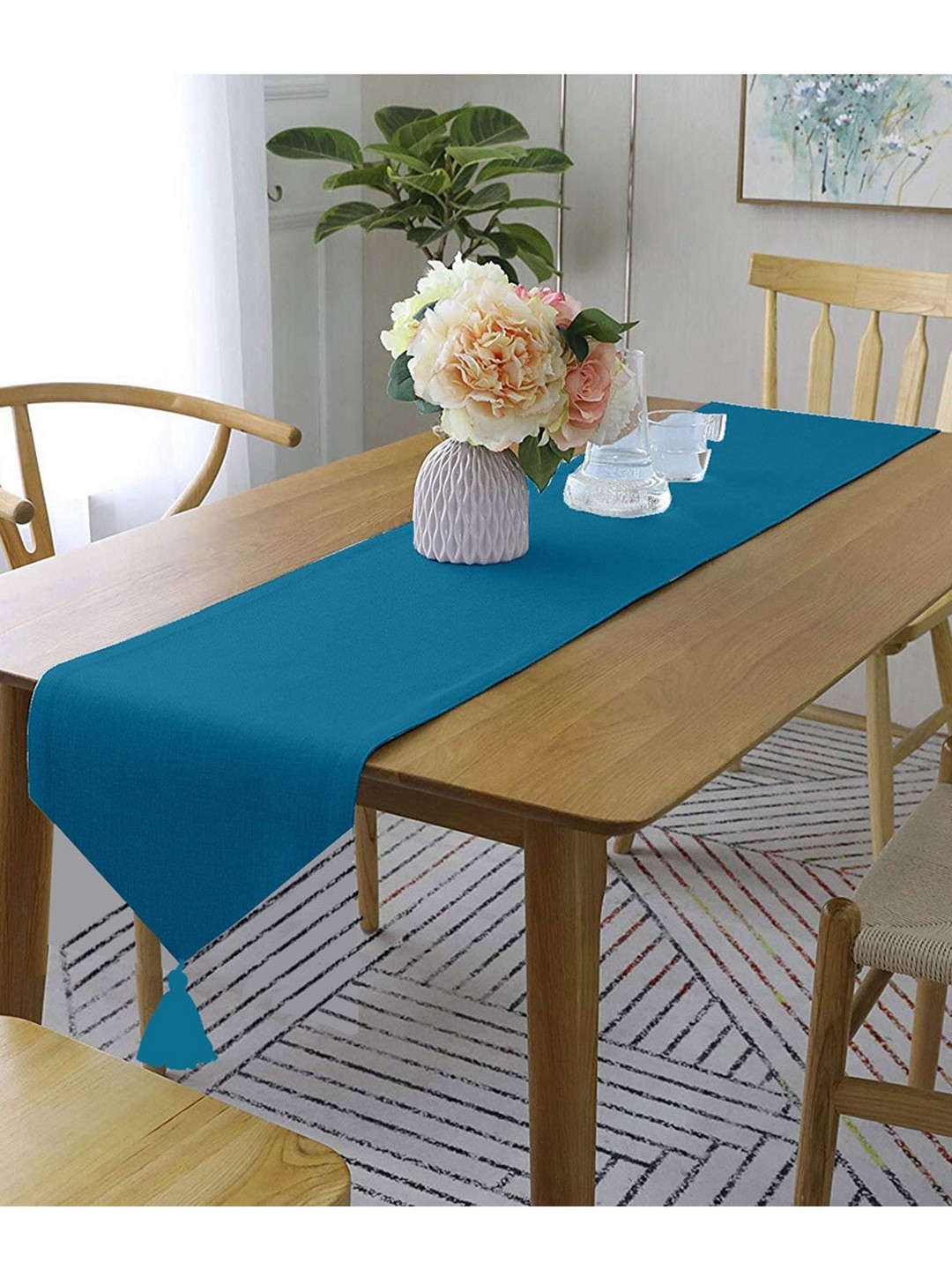 

Lushomes Blue Solid Pure Cotton Runner