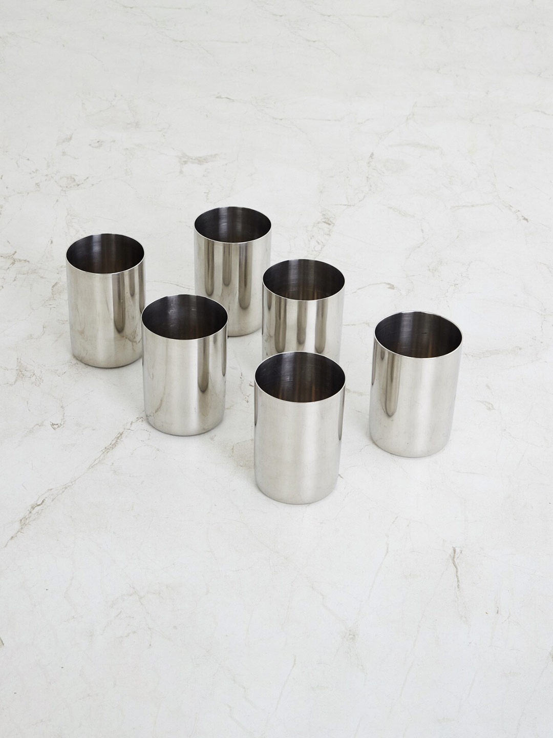 

Home Centre Set of 6 Silver-Toned & Stainless Steel Glossy Dinner Set