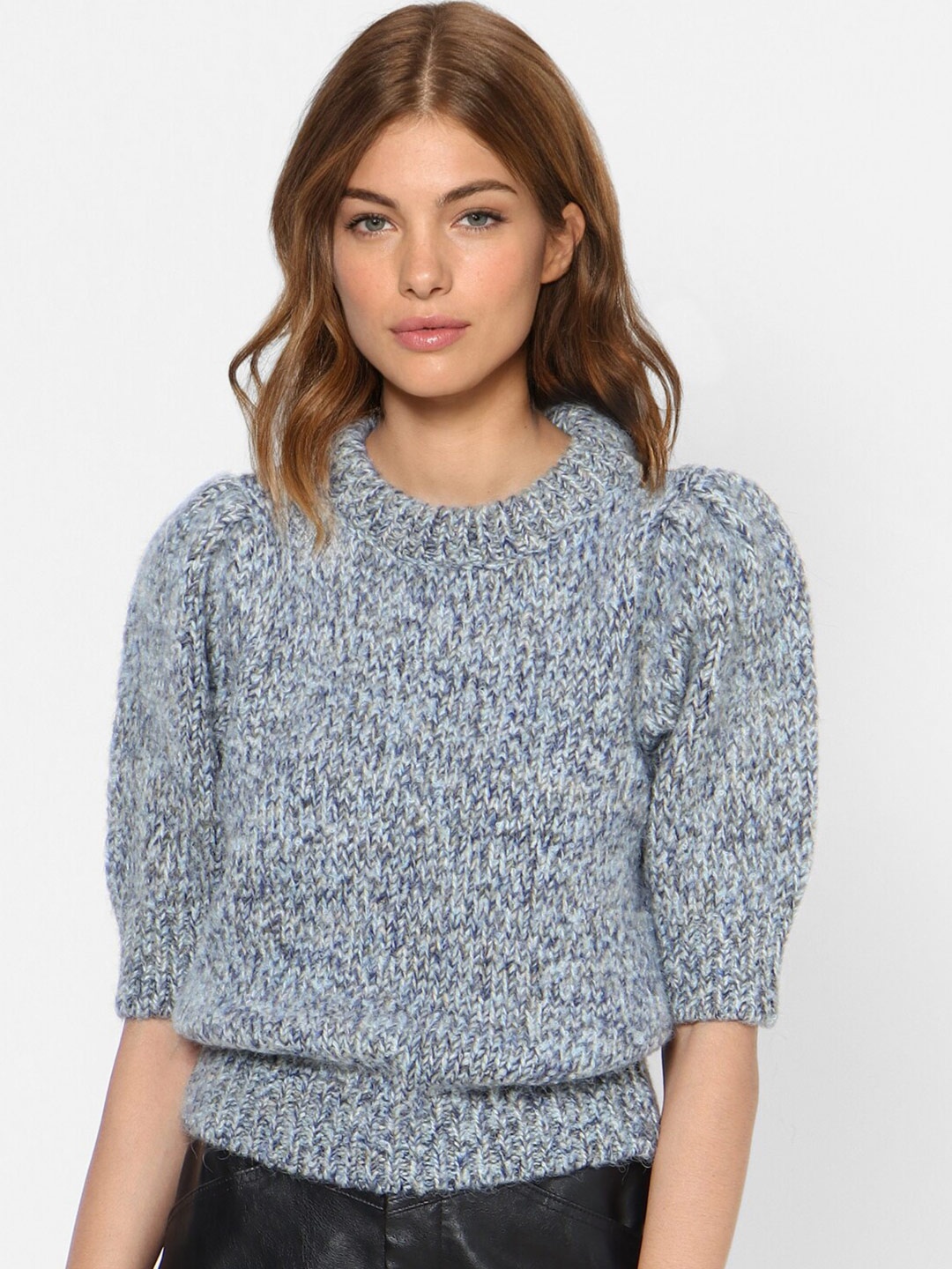 

ONLY Women Blue & Grey Open Knit Pullover