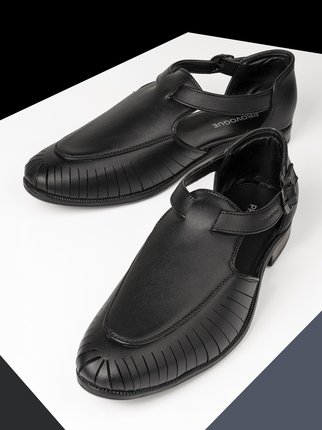 

Provogue Men Black Solid Formal Slip-On Shoes