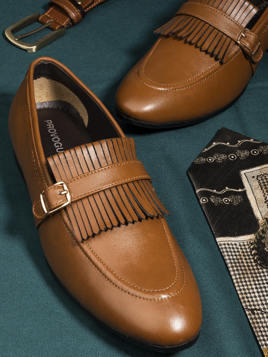 

Provogue Men Tan Brown Solid Formal Loafers