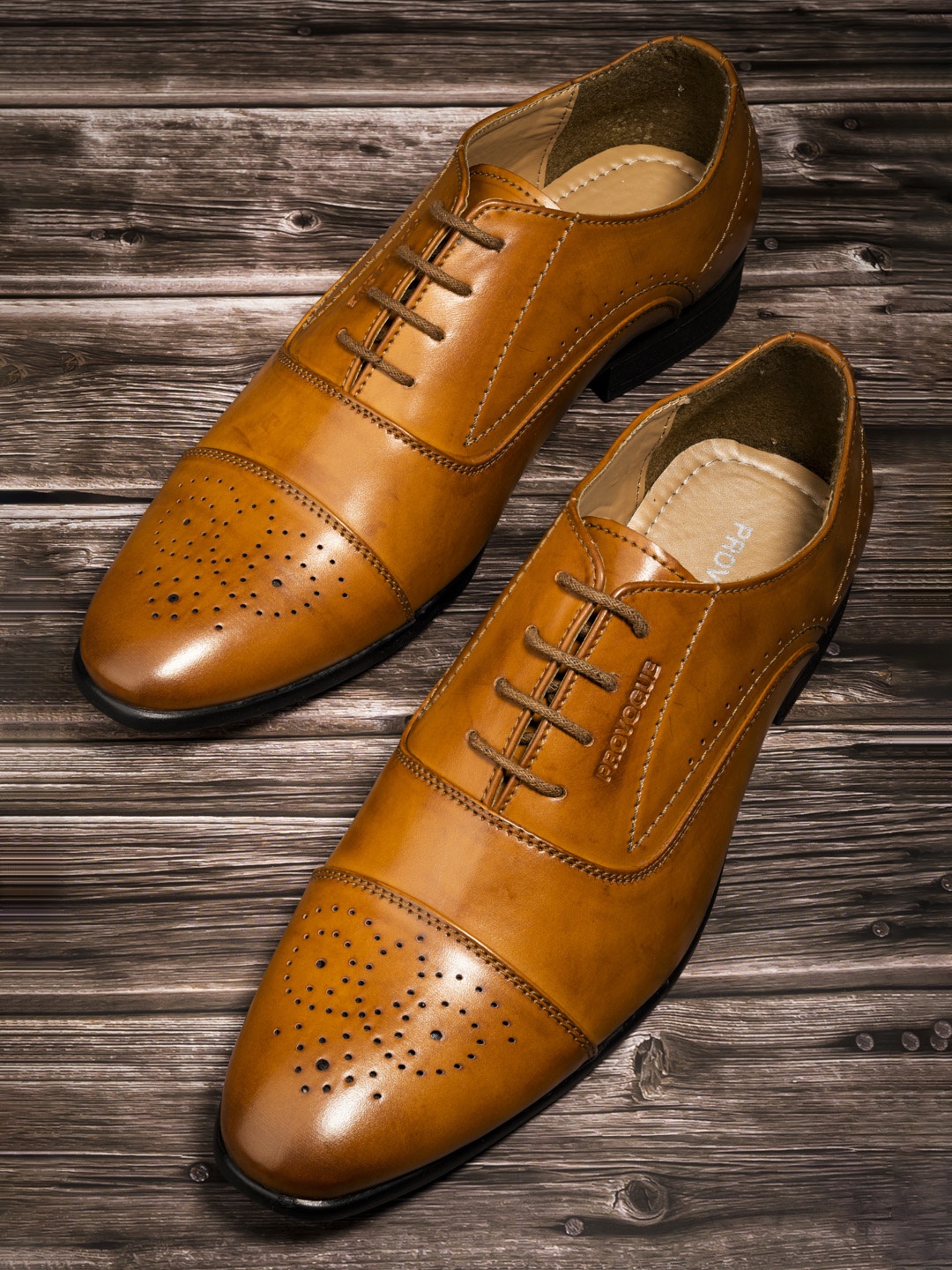 

Provogue Men Tan Brown Formal Oxfords