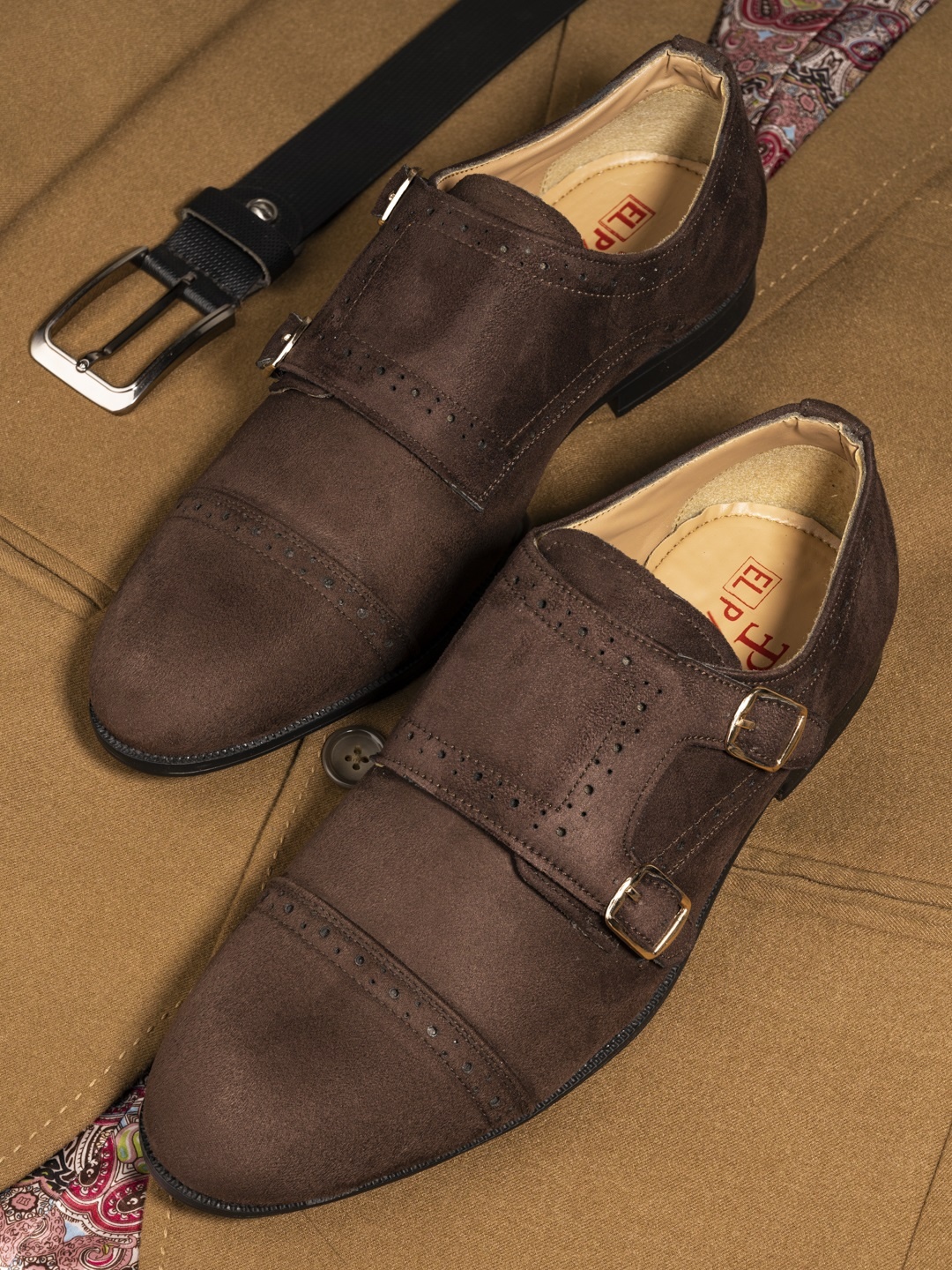 

El Paso Men Brown Solid Formal Monk Shoes