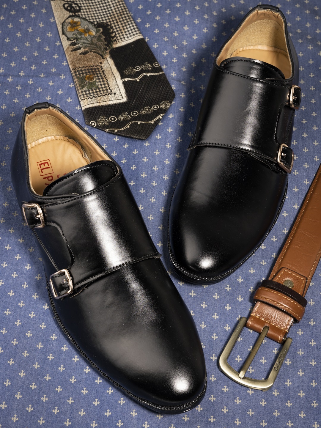 

El Paso Men Black Solid Formal Monk Shoes