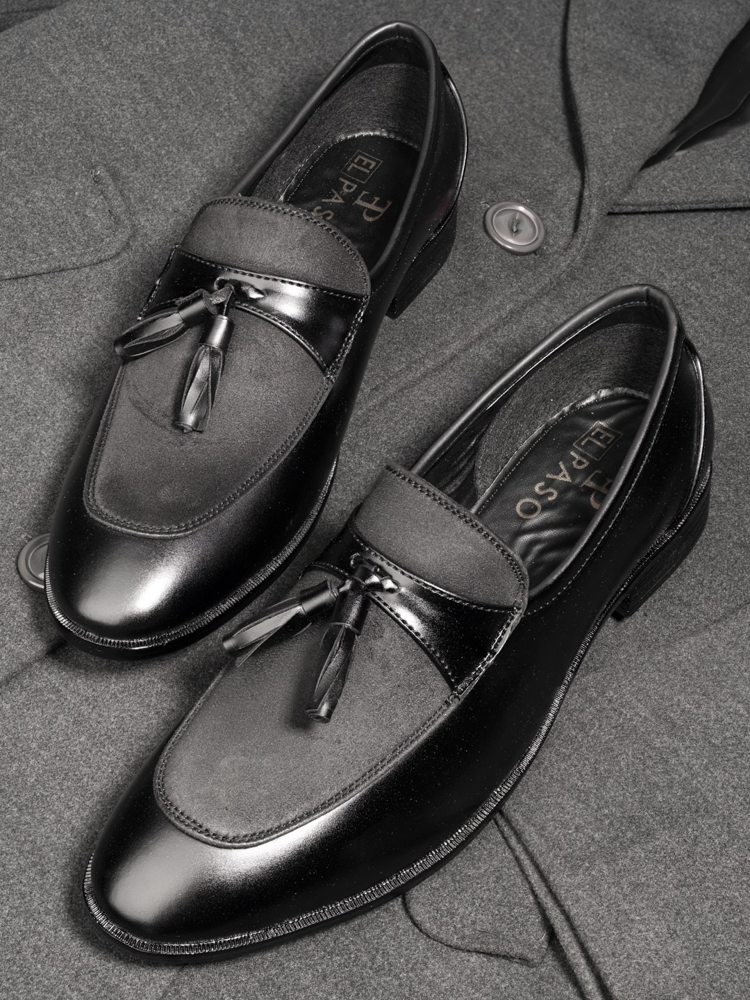 

El Paso Men Black Solid Formal Loafers