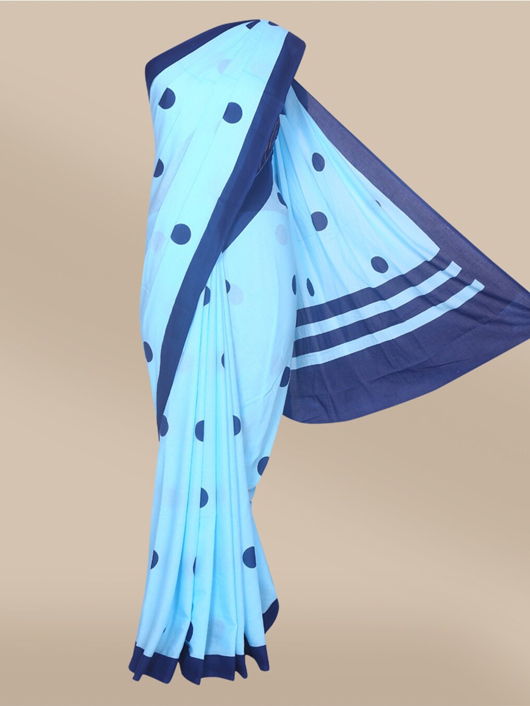 

The Chennai Silks Blue Geometric Printed Malmal Cotton Saree