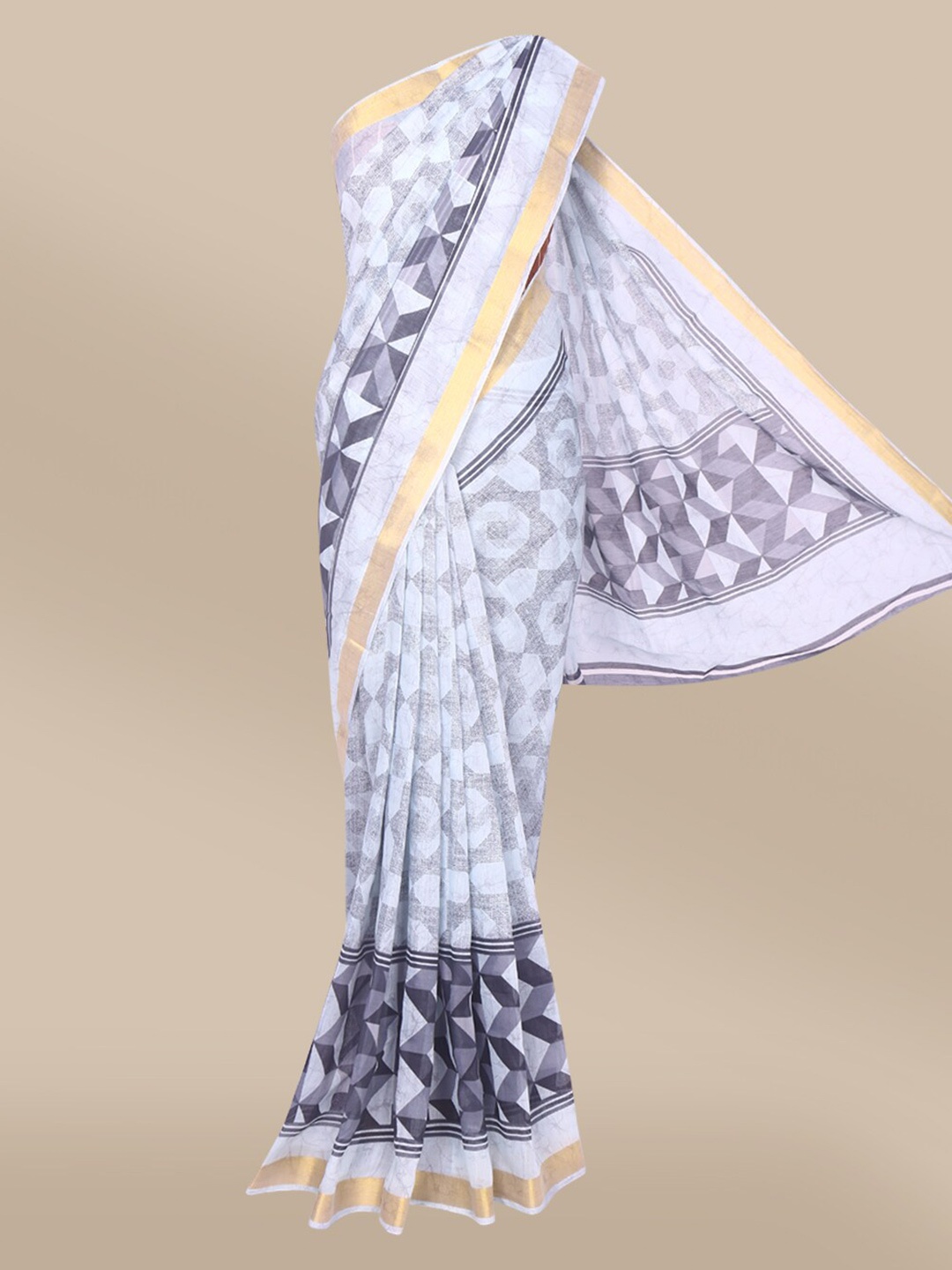 

The Chennai Silks Blue & Grey Bhagalpuri Saree