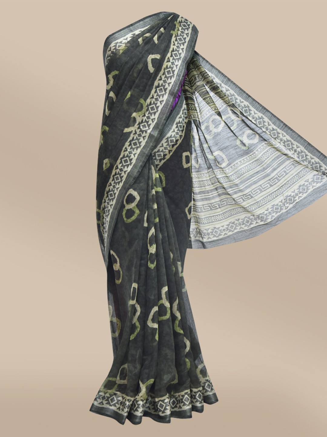 

The Chennai Silks Green & Cream-Coloured Bhagalpuri Saree