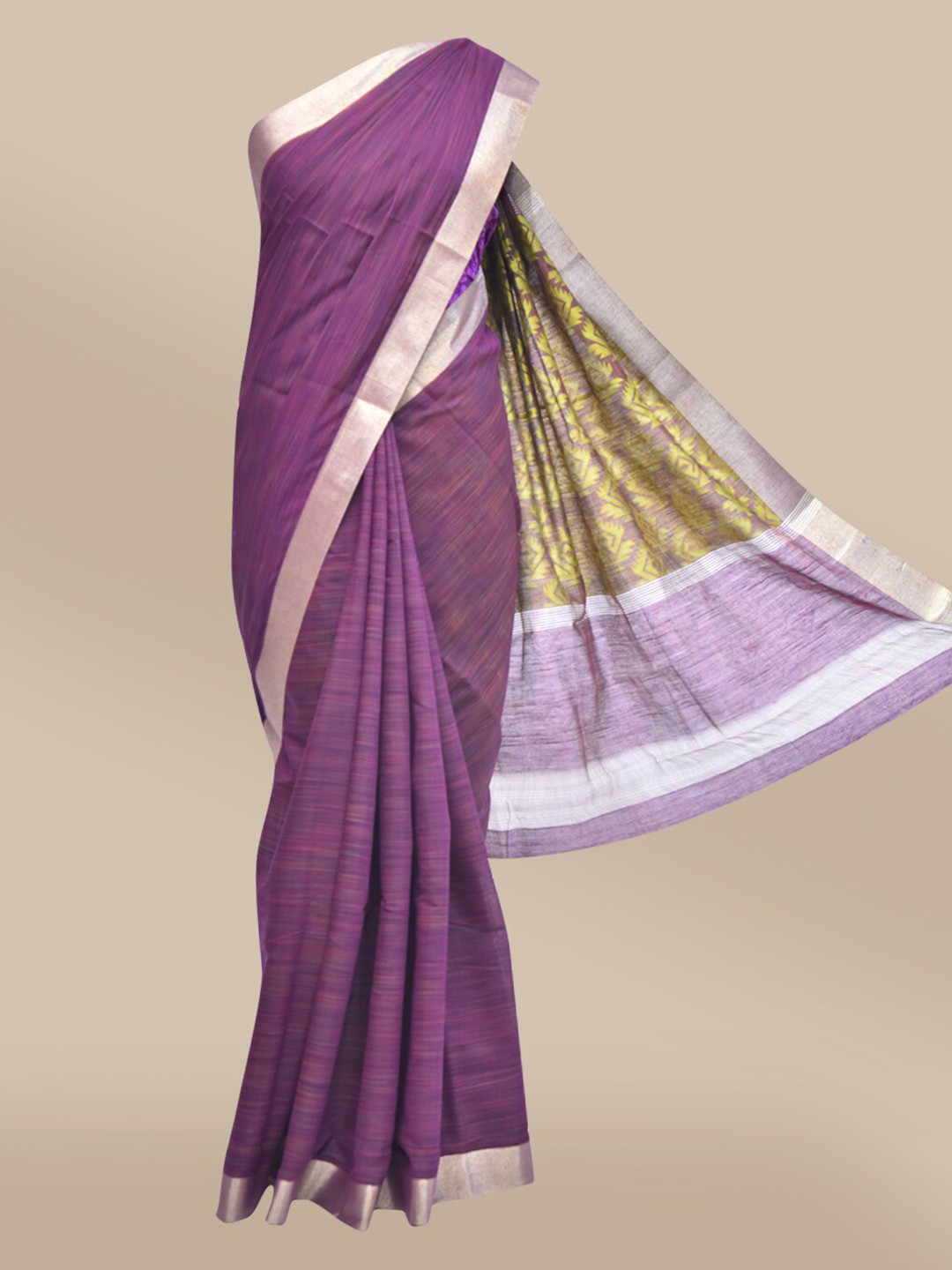 

The Chennai Silks Burgundy Woven Design Mercerized Cotton Saree