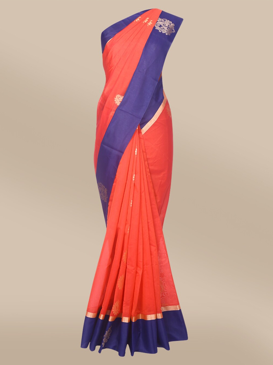

The Chennai Silks Red & Blue Woven Design Maheshwari Saree