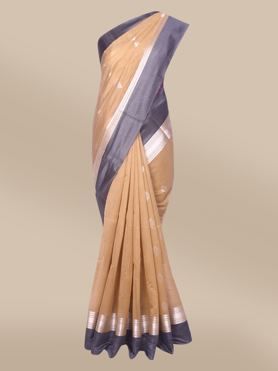 

The Chennai Silks Women Coffee Brown Woven Design Maheshwari Silk Cotton Saree