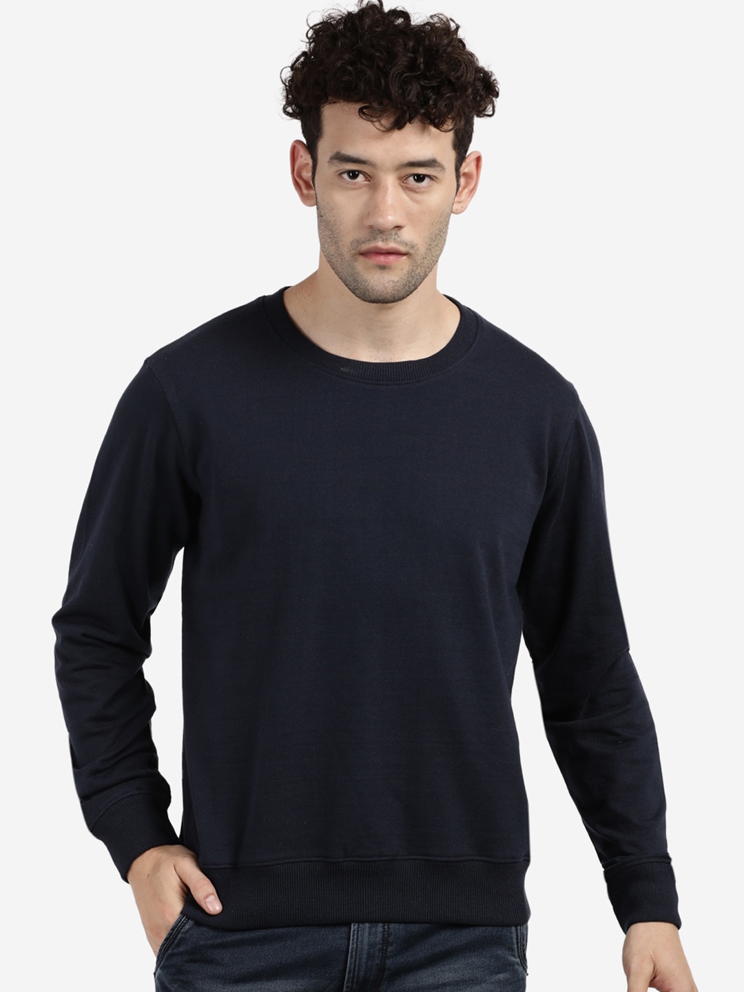 

MASH UNLIMITED Men Navy Blue Sweatshirt