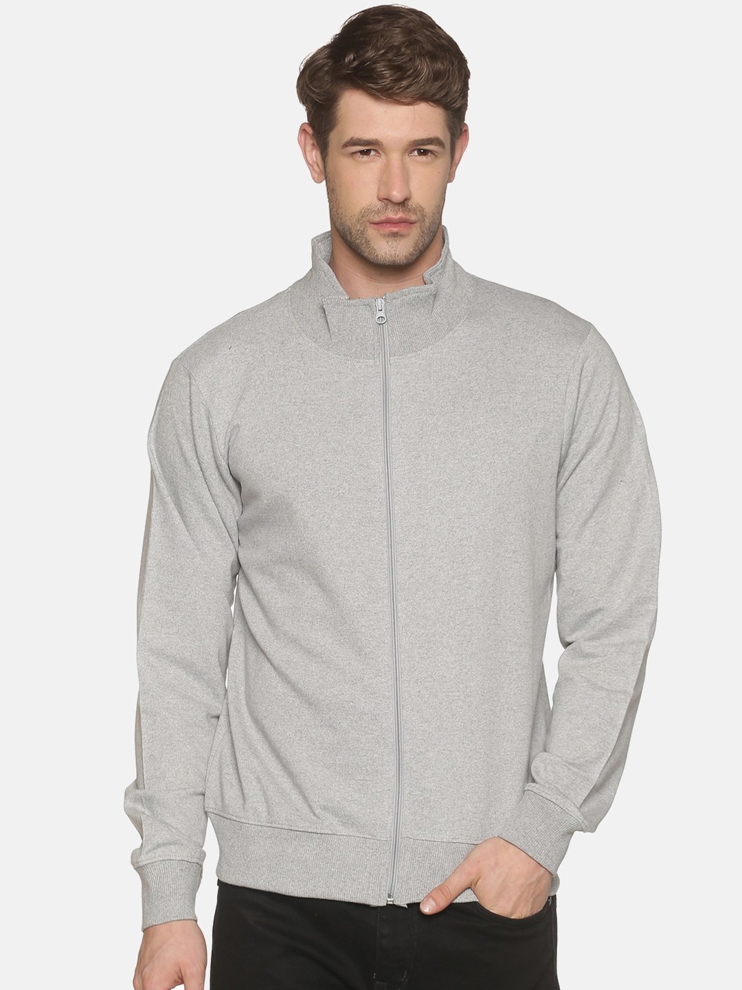 

MASH UNLIMITED Men Grey High Neck Sweatshirt