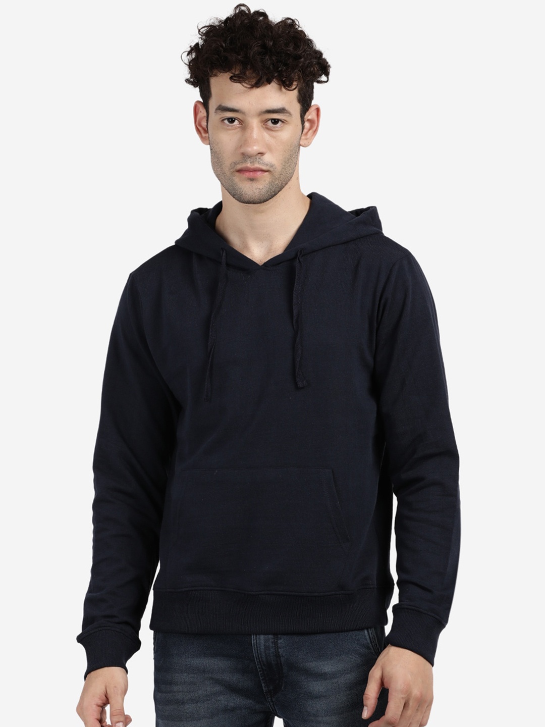 

MASH UNLIMITED Men Navy Blue Hooded Sweatshirt