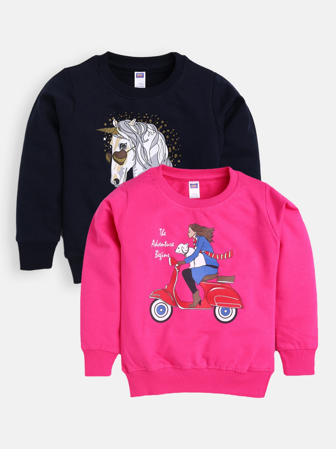 

Nottie Planet Girls Pack Of 2 Printed Cotton Sweatshirt, Pink