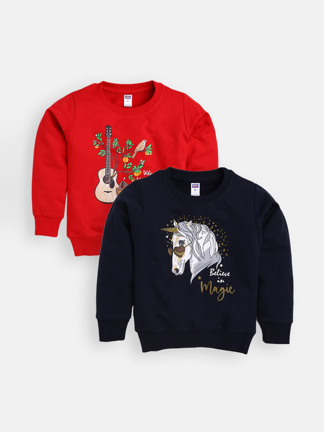 

Nottie Planet Girls Multicoloured Printed Sweatshirt Pack of 2, Multi