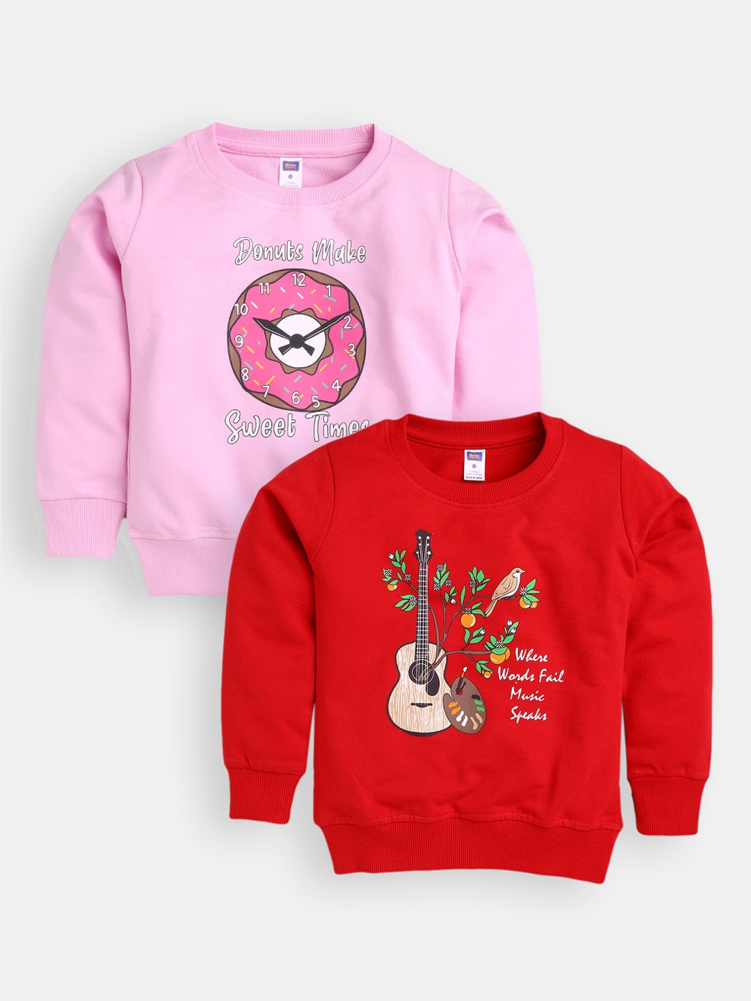 

Nottie Planet Girls Pack Of 2 Pink & Red Printed Sweatshirt