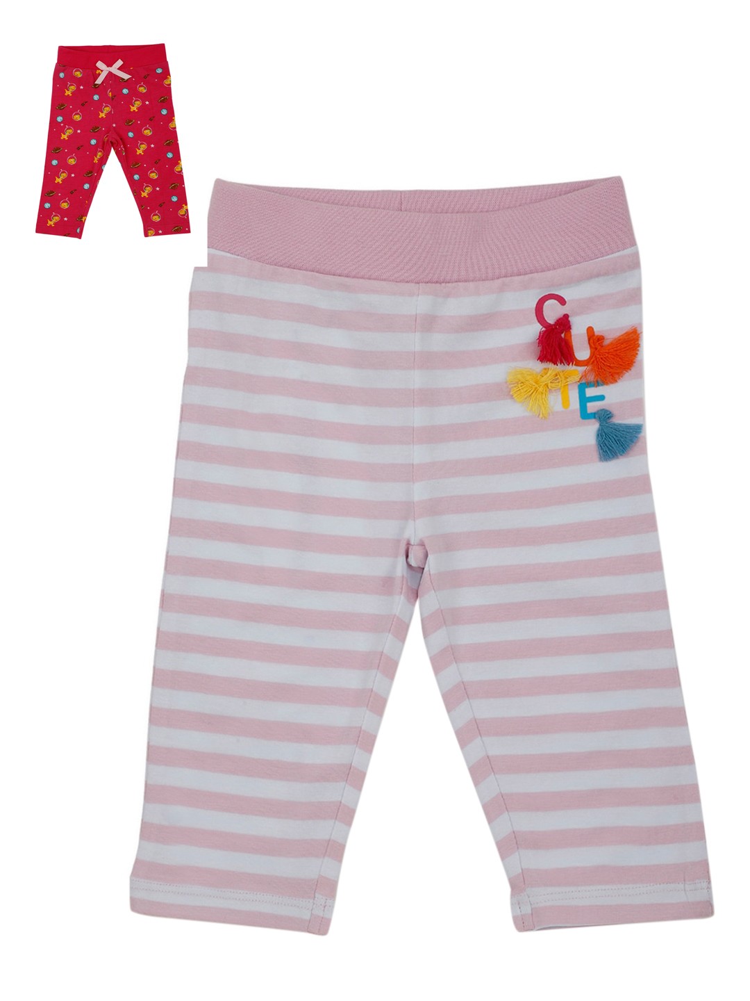 

Allen Solly Junior Girls Pack Of 2 Printed Pure Cotton Ankle-Length Leggings, Pink