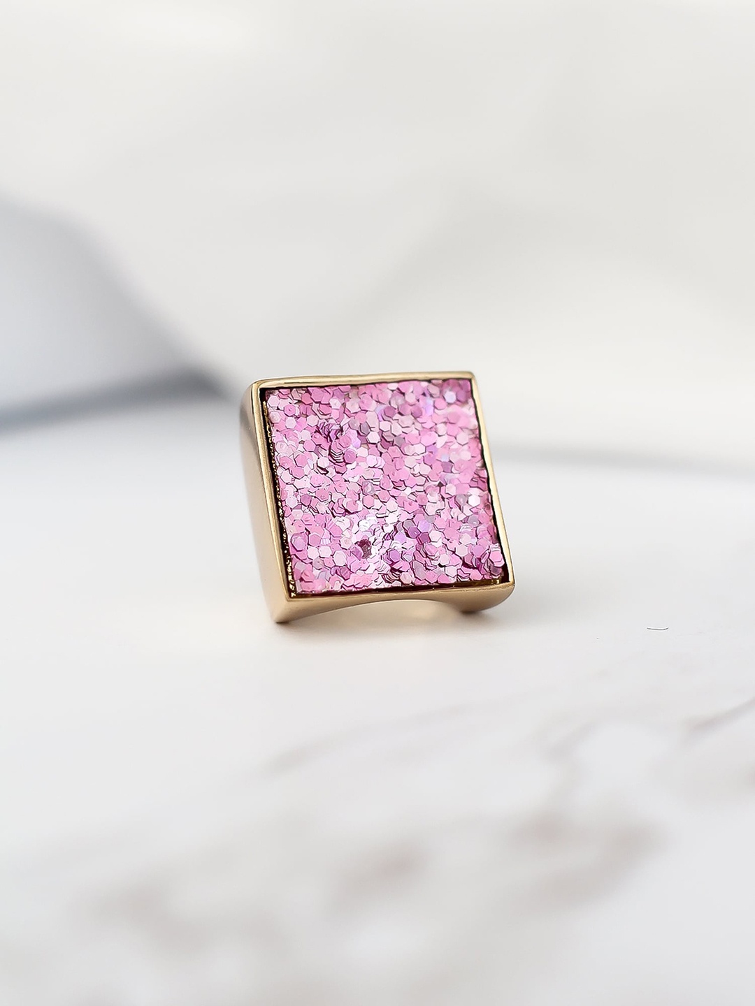 

Bellofox Gold-Toned & Pink Statement Finger Ring