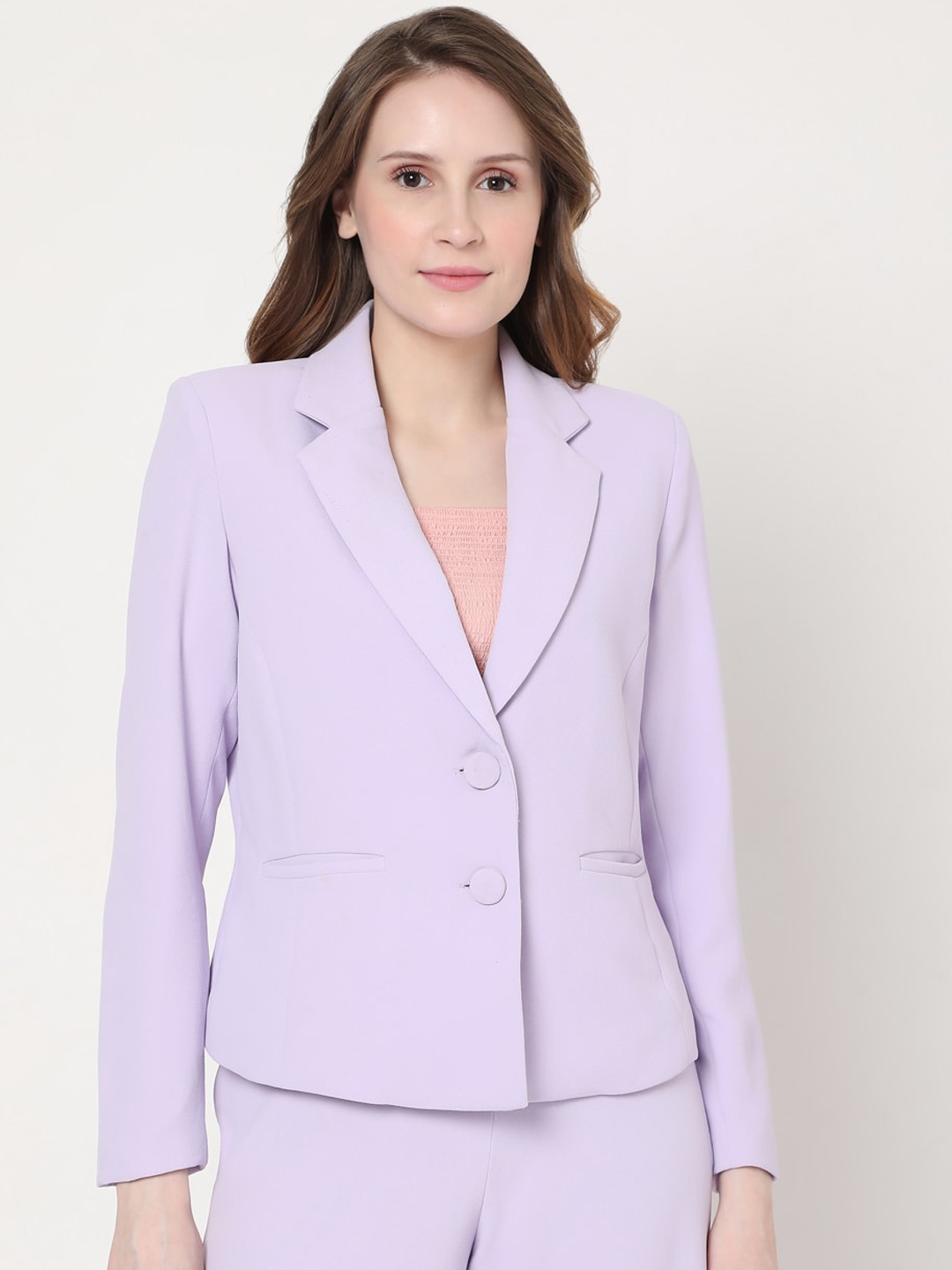 

Vero Moda Women Purple Solid Single Breasted Blazer
