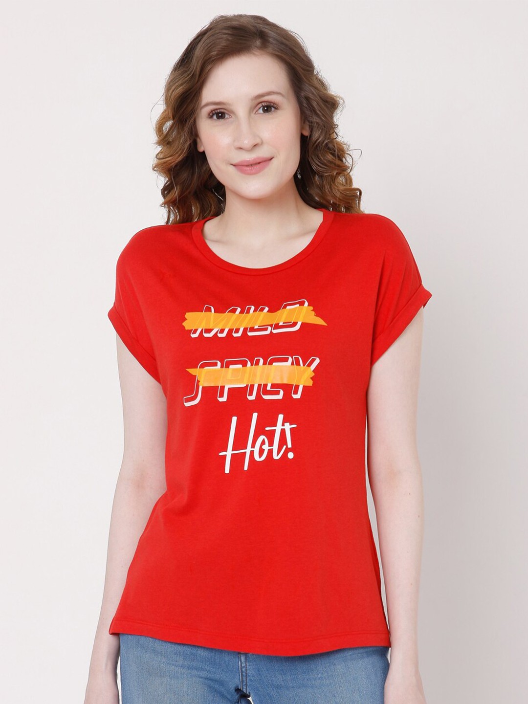 

Vero Moda Women Red Typography Printed T-shirt
