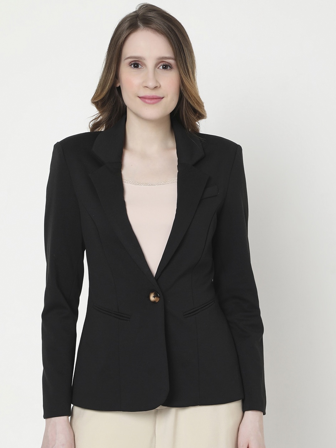 

Vero Moda Women Black Solid Single-Breasted Casual Blazer