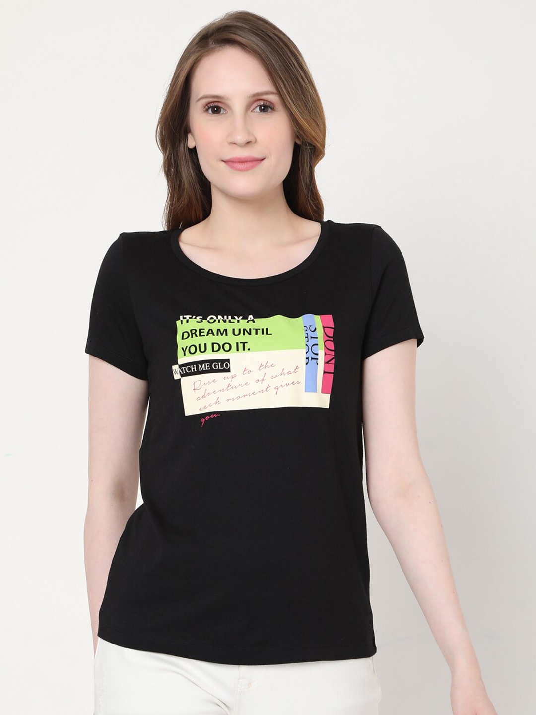 

Vero Moda Women Black Printed T-shirt