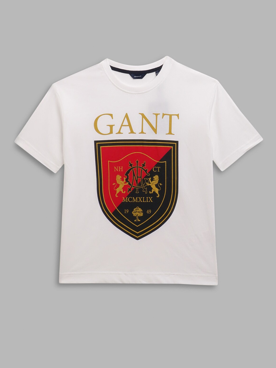 

GANT Boys White Brand Logo Printed Slim Fit T-shirt