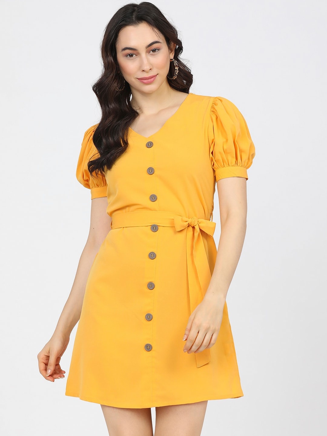 

Tokyo Talkies Mustard Yellow A-Line Dress