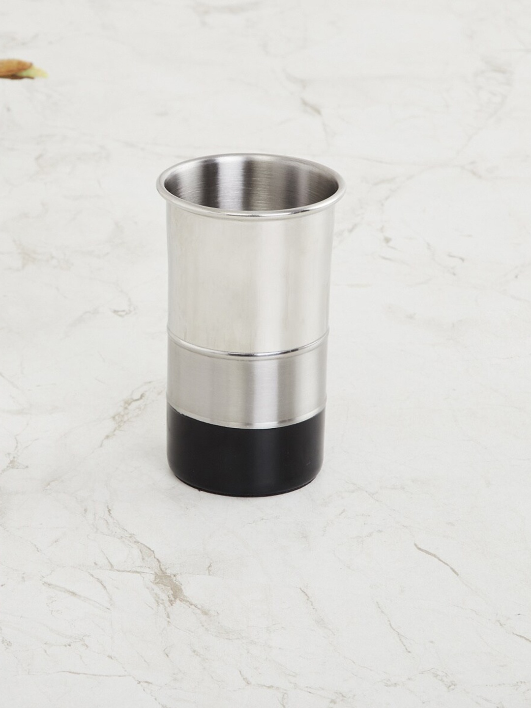 

Home Centre Silver-Toned & Black Colourblocked Metal Tumbler