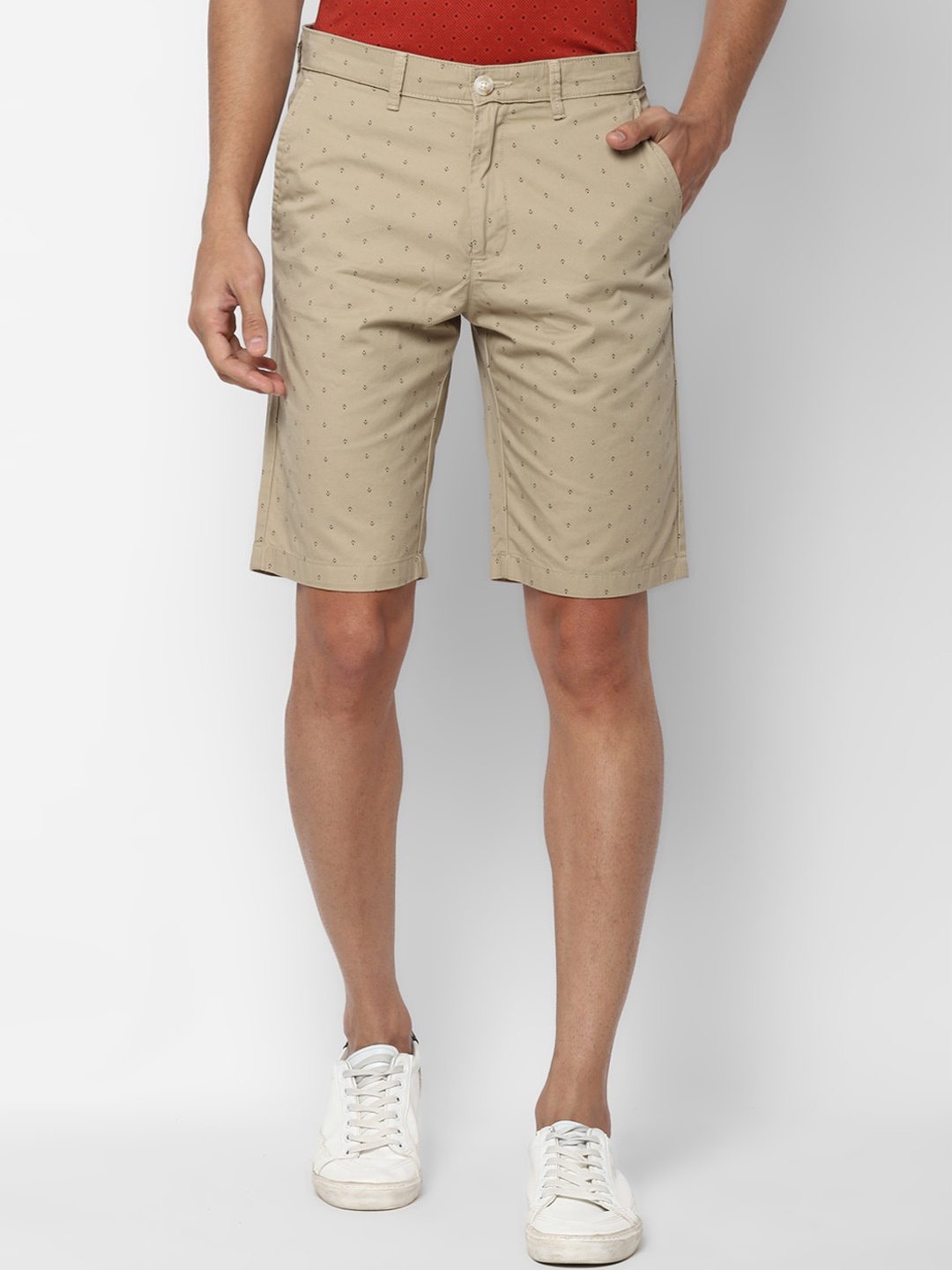 

Allen Solly Men Beige Printed Slim Fit Regular Shorts