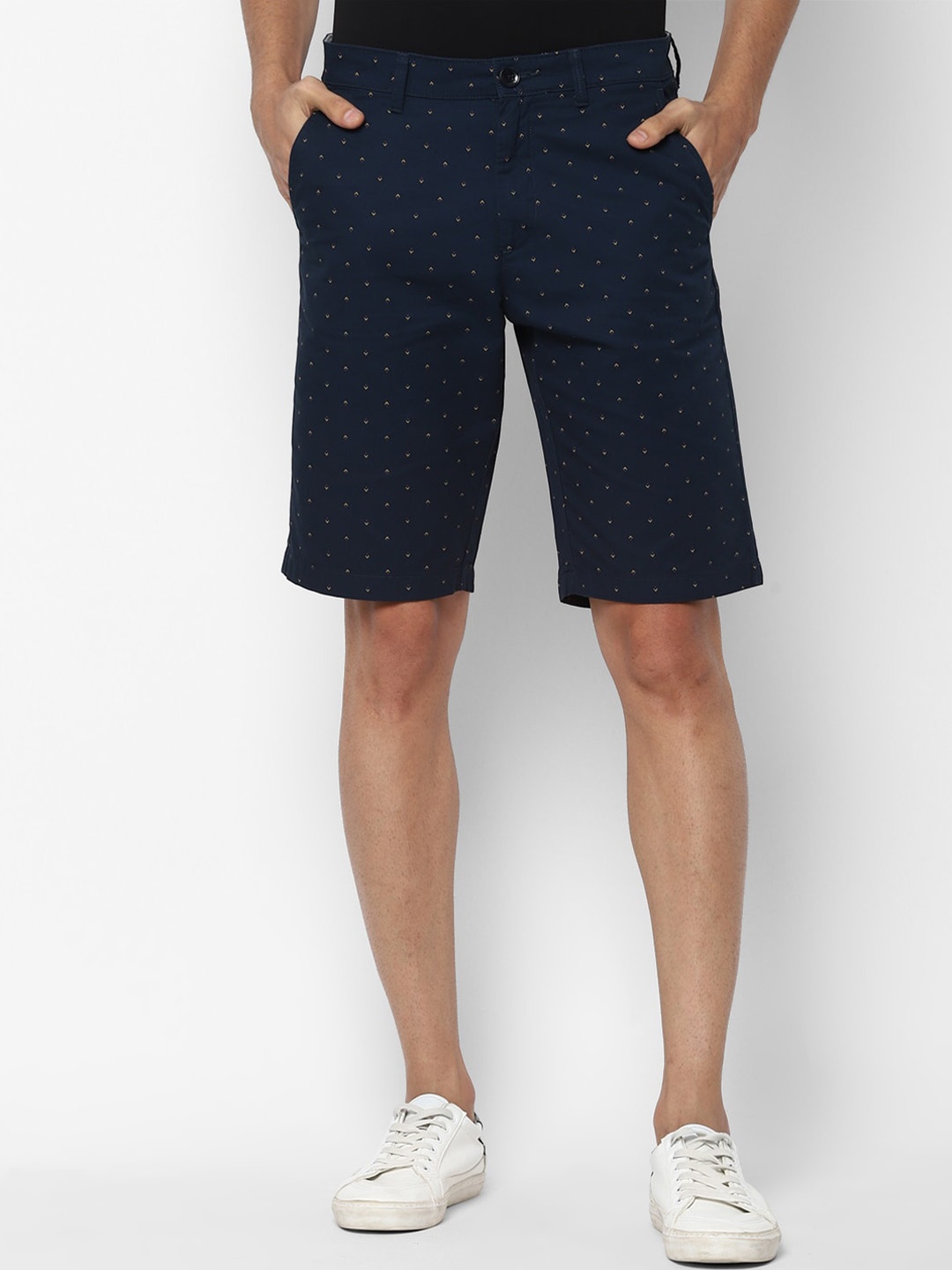 

Allen Solly Men Navy Blue Printed Slim Fit Regular Shorts