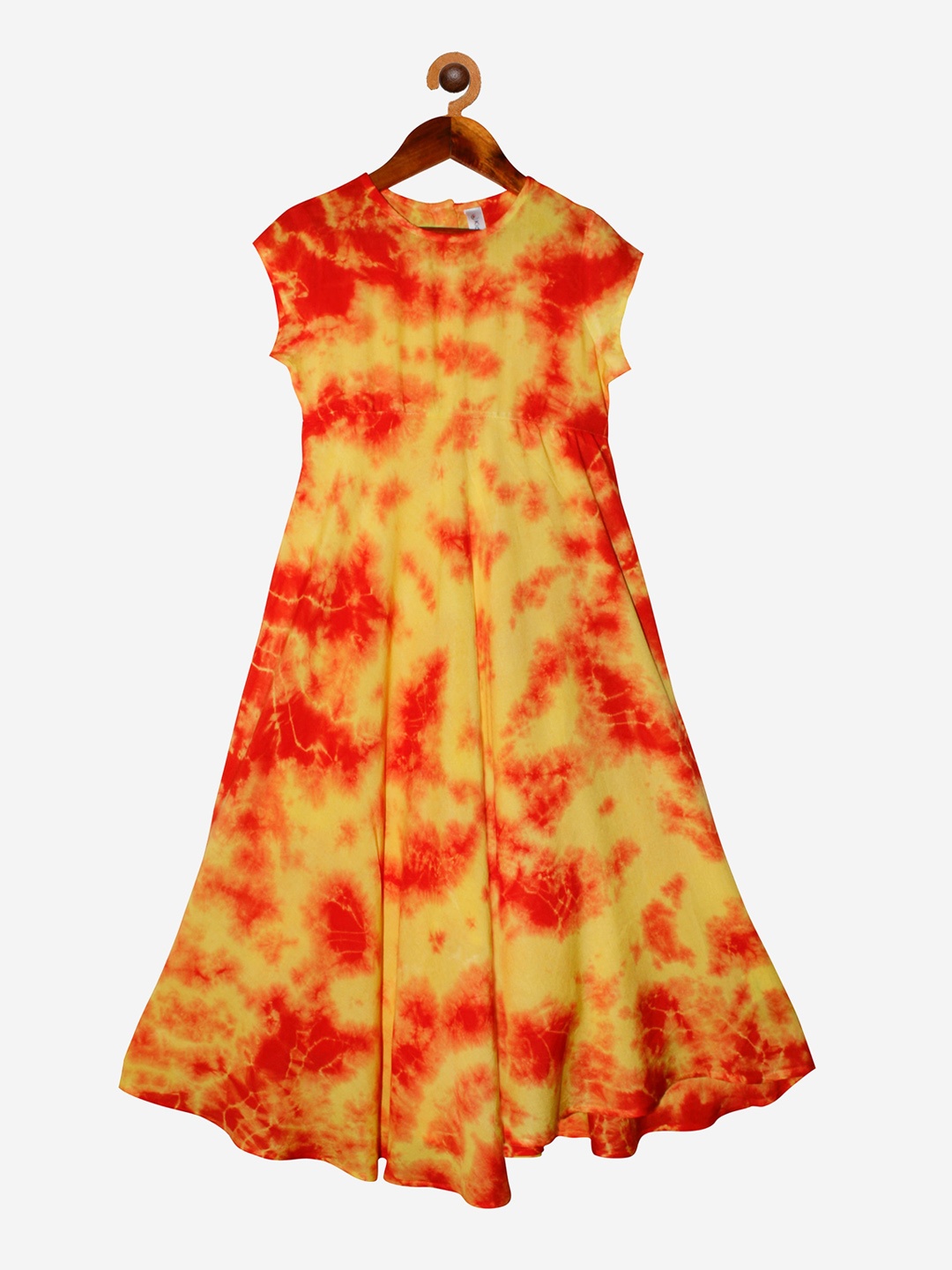 

KiddoPanti Girls Yellow & Red Dyed Georgette Maxi Dress