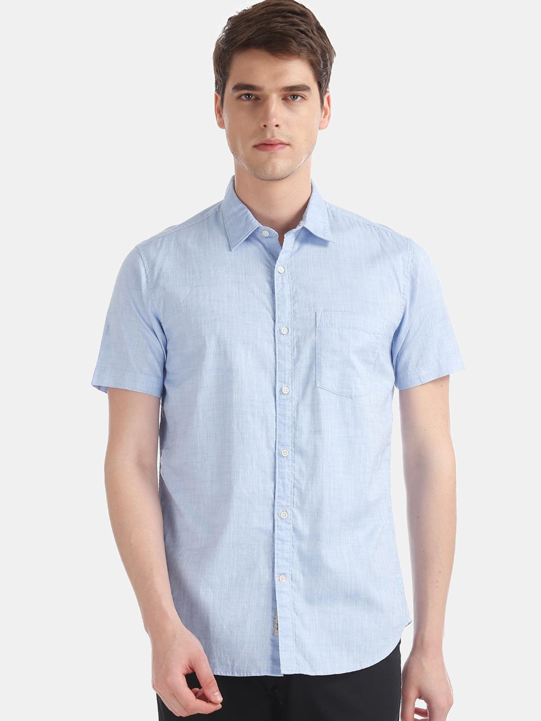 

AD By Arvind Men Blue Slim Fit Micro Checks Opaque Checked Casual Shirt