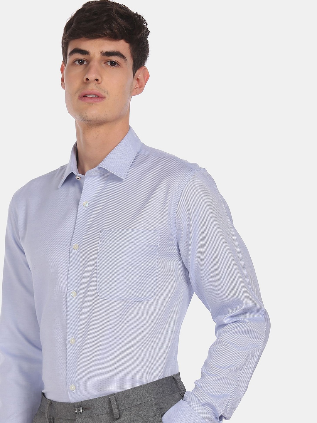 

AD By Arvind Men Blue Opaque Cotton Pure Cotton Formal Shirt