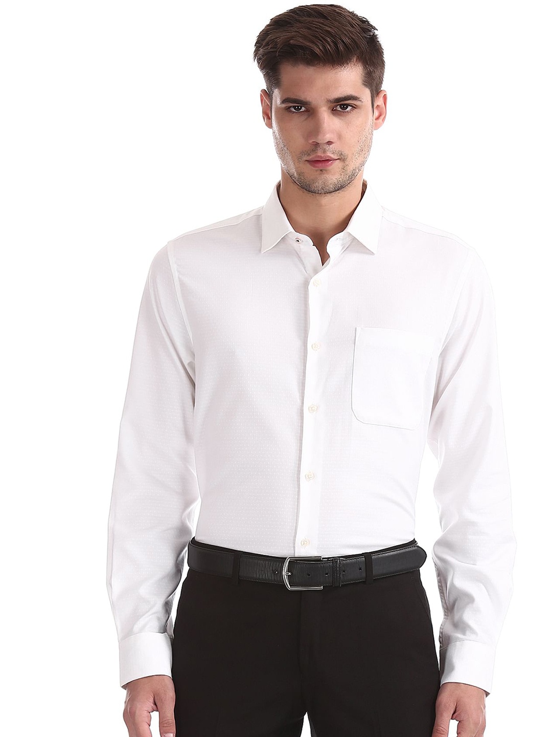

AD By Arvind Men White Opaque Cotton Formal Shirt