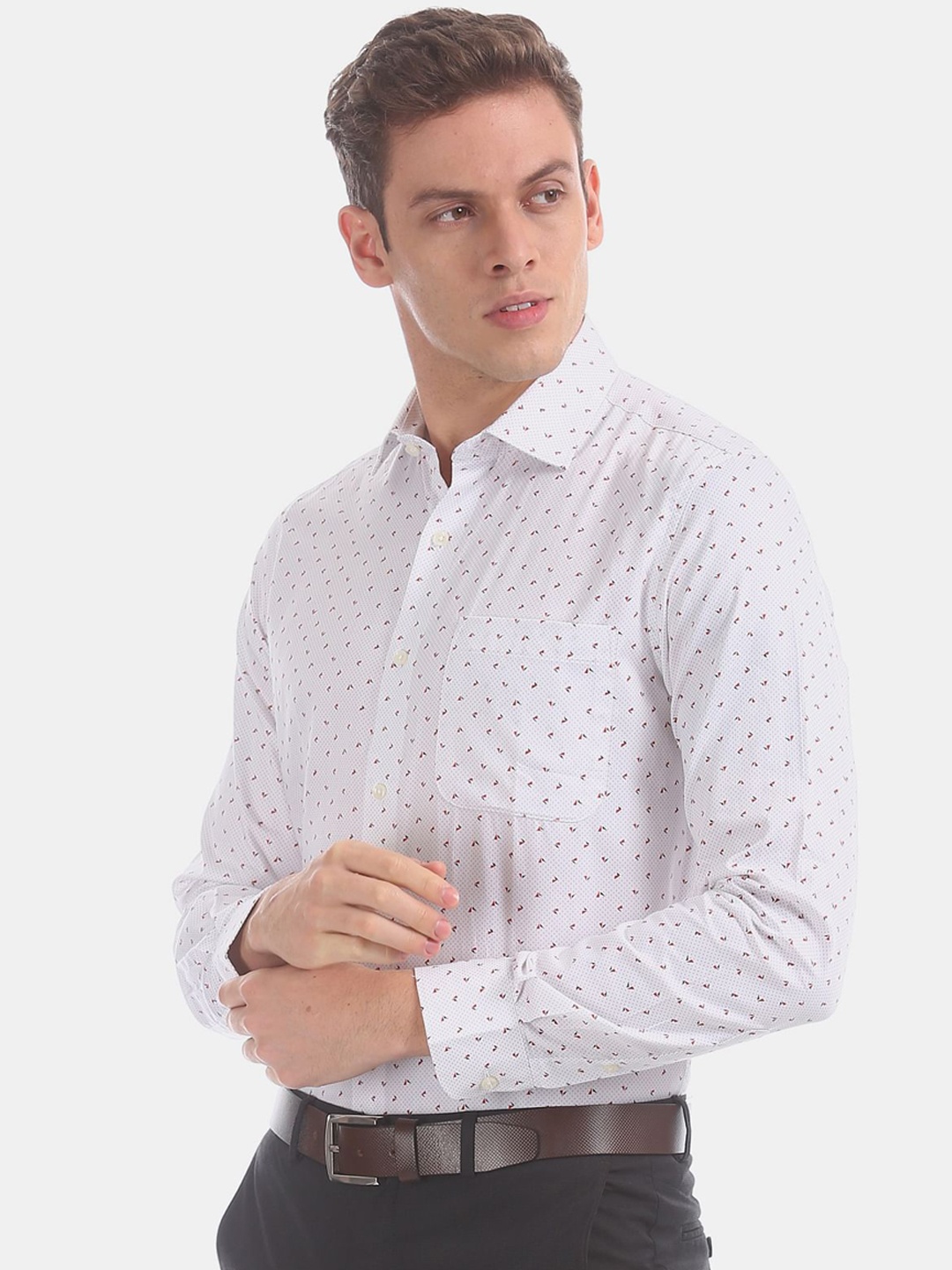 

AD By Arvind Men White Opaque Printed Formal Shirt