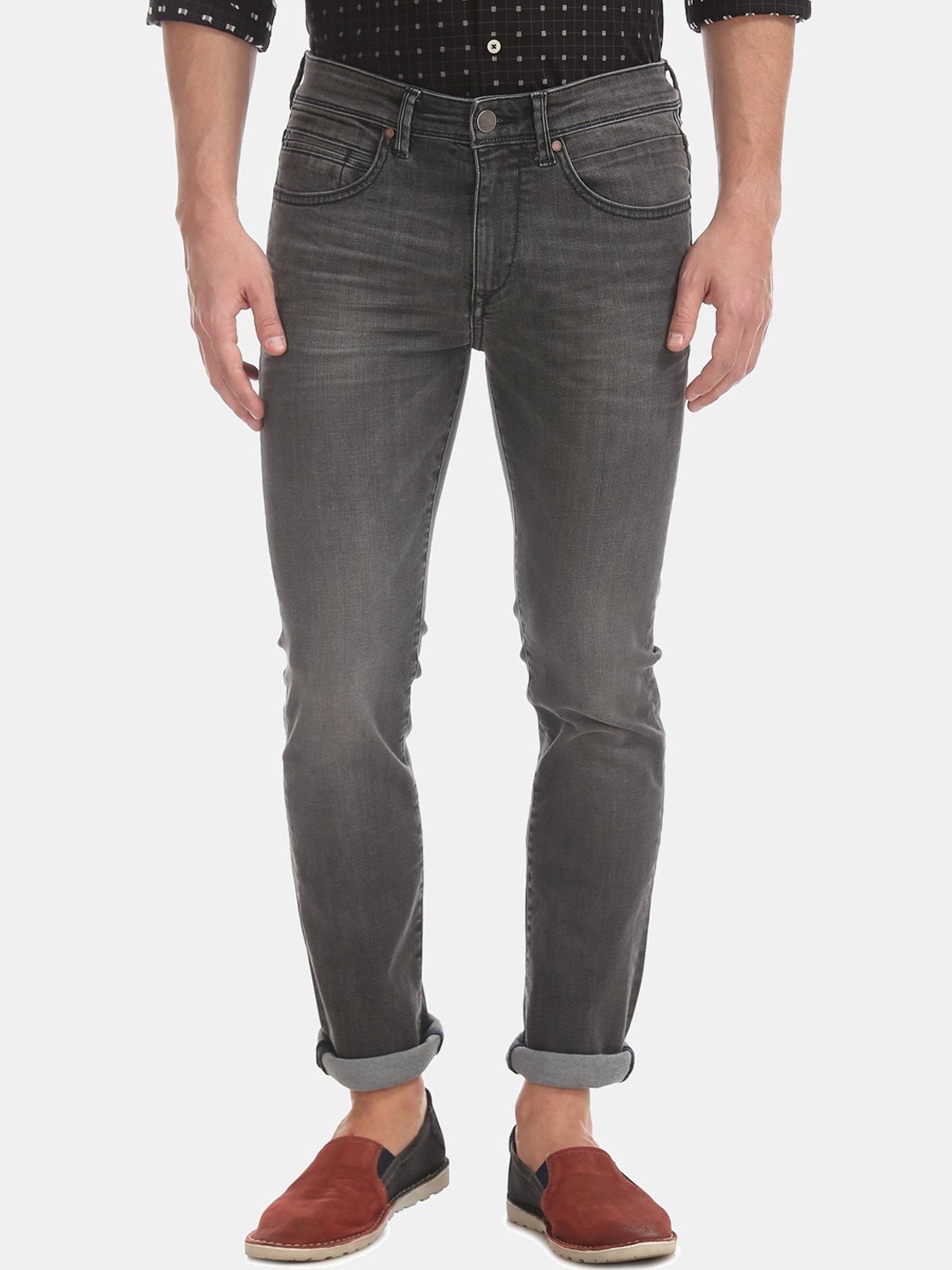 

AD By Arvind Men Grey Skinny Fit Light Fade Stretchable Jeans