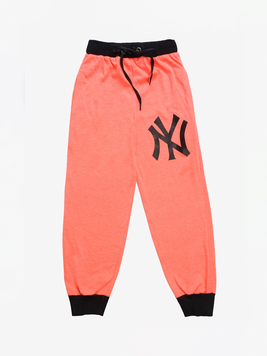 

VIMAL JONNEY Kids Peach-Coloured & Black Solid Joggers